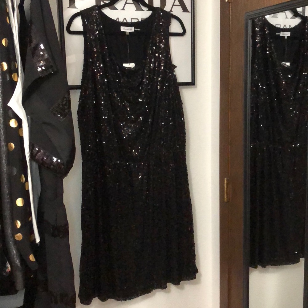 Calvin Klein Black Sequined Cocktail Dress